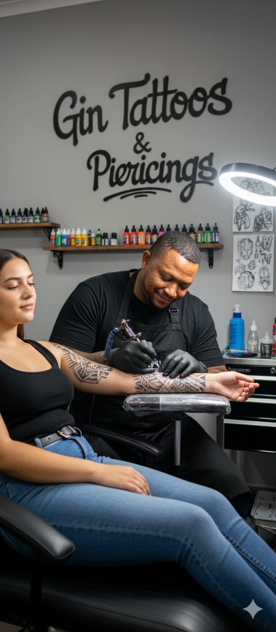 Gin Tattoos and Piercings
